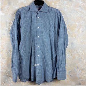 Luciano Barbera Dress Shirt Plaid Button‎ Front